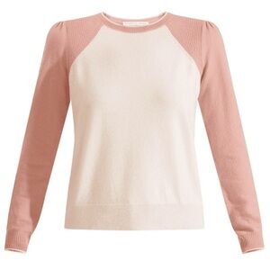 Veronica Beard Pink and Cream Crew Neck Sweater